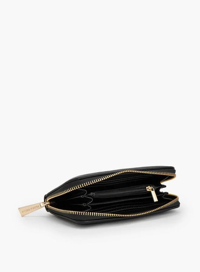 Flora Bella By Shoexpress BLACK Textured Wallet With Zip Closure for Women | Best Price UAE